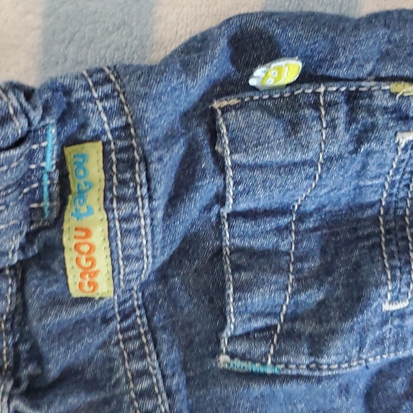 100% cotton Gagou Tagou 6m blue jeans with green accents - Picture 4 of 4